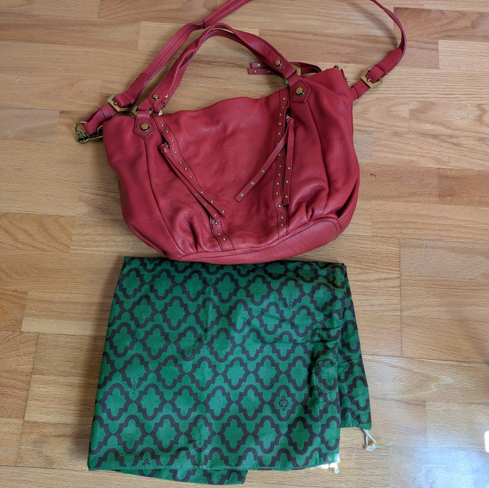 NEW or YANY WOMEN'S BAG RED LEATHER CROSSBODY Satchel Lorge